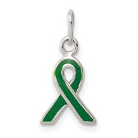 Sterling Silver Green Enameled Awareness Charm view 1