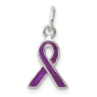 Sterling Silver Purple Enameled Awareness Charm view 1