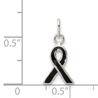 Sterling Silver Black Enameled Awareness Charm view 3