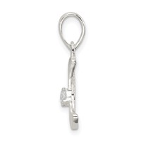 Sterling Silver Polished CZ Moon Pendant view 2