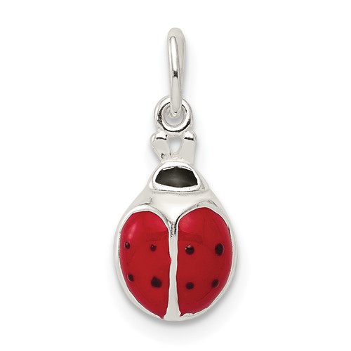 Sterling Silver Enameled Lady Bug Charm
