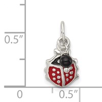Sterling Silver Red Enameled Ladybug Charm with Bead view 3