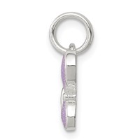 Sterling Silver Rhodium-plated Polished Purple Enameled Butterfly Charm view 2