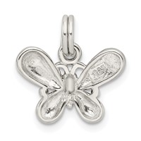 Sterling Silver Rhodium-plated Polished Purple Enameled Butterfly Charm view 4