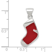 Sterling Silver Enameled Christmas Stocking Charm view 3