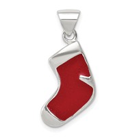 Sterling Silver Enameled Christmas Stocking Charm view 1