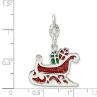 Sterling Silver Enameled Santa's Sled Charm view 3