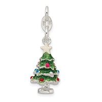 Sterling Silver Multi-color Enameled 3-D Christmas Tree Charm view 4