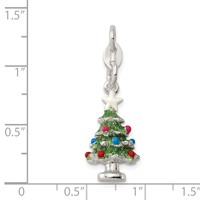 Sterling Silver Multi-color Enameled 3-D Christmas Tree Charm view 3
