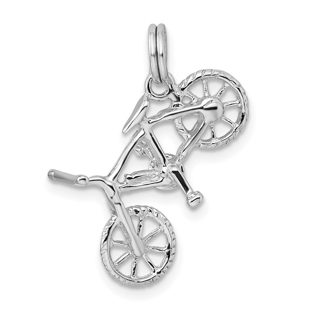 Sterling Silver Rhodium-platedPolished Bicycle Charm (QC6900)