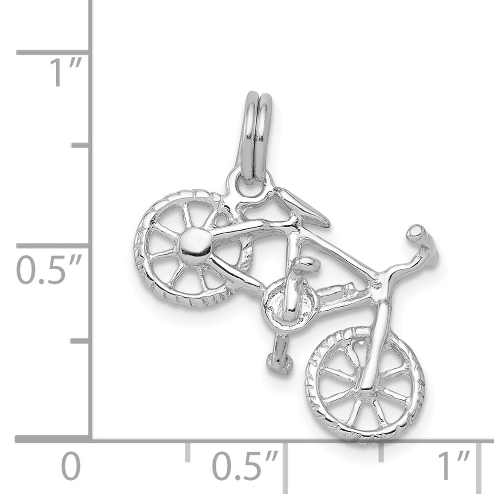 Sterling Silver Rhodium-platedPolished Bicycle Charm (QC6900)