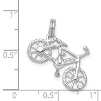 Sterling Silver Rhodium-platedPolished Bicycle Charm view 4