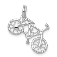 Sterling Silver Rhodium-platedPolished Bicycle Charm view 1