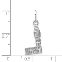 Sterling Silver Rhodium-plated Big Ben Charm view 3