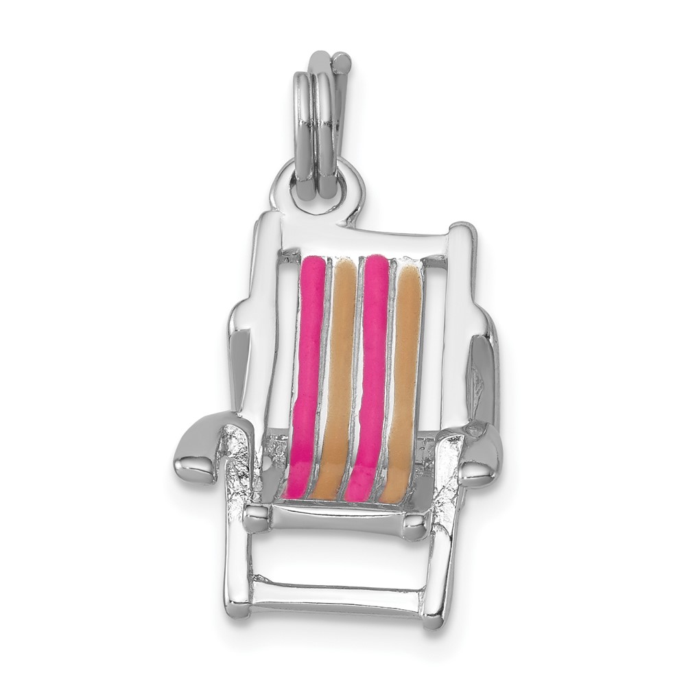 Sterling Silver Rhodium-platedEnamel Beach Chair Charm (QC6911)
