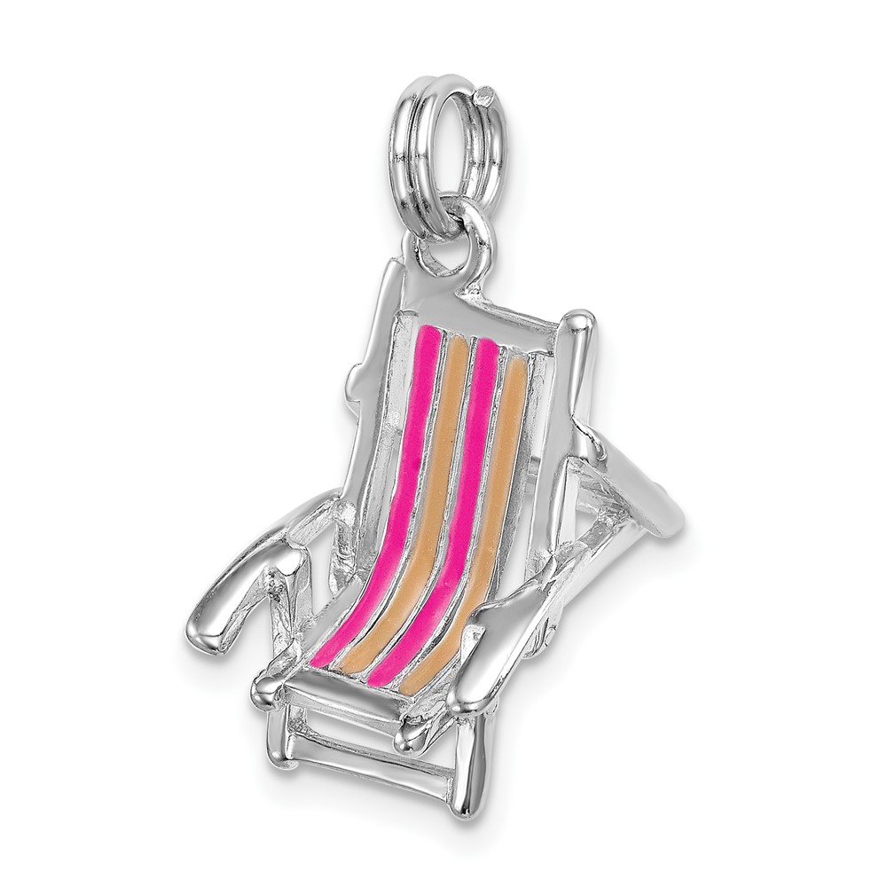 Sterling Silver Rhodium-platedEnamel Beach Chair Charm (QC6911)
