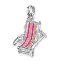 Sterling Silver Rhodium-platedEnamel Beach Chair Charm view 5