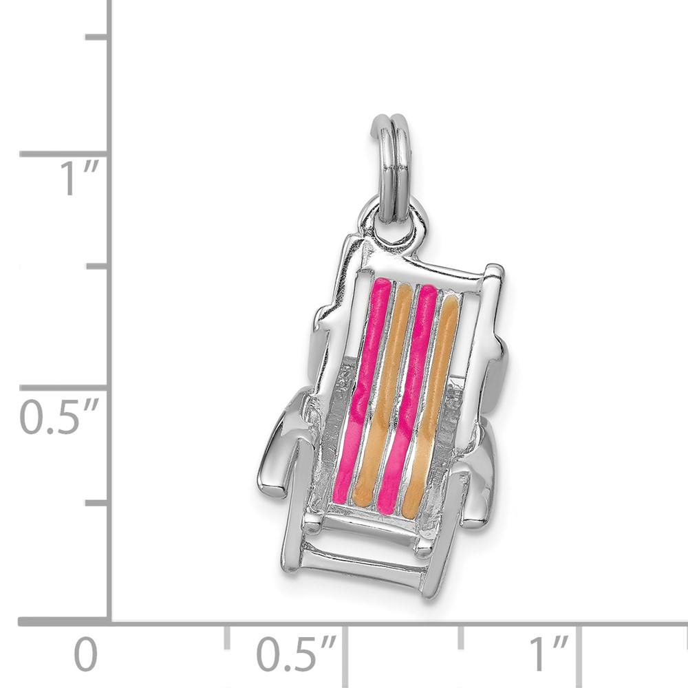 Sterling Silver Rhodium-platedEnamel Beach Chair Charm (QC6911)