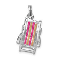 Sterling Silver Rhodium-platedEnamel Beach Chair Charm view 1