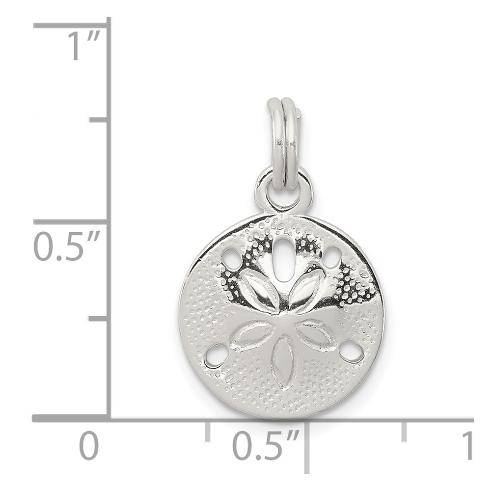 Sterling Silver Rhodium-plated Polished Sand Dollar Charm (QC6913)