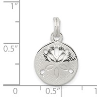 Sterling Silver Rhodium-plated Polished Sand Dollar Charm view 3