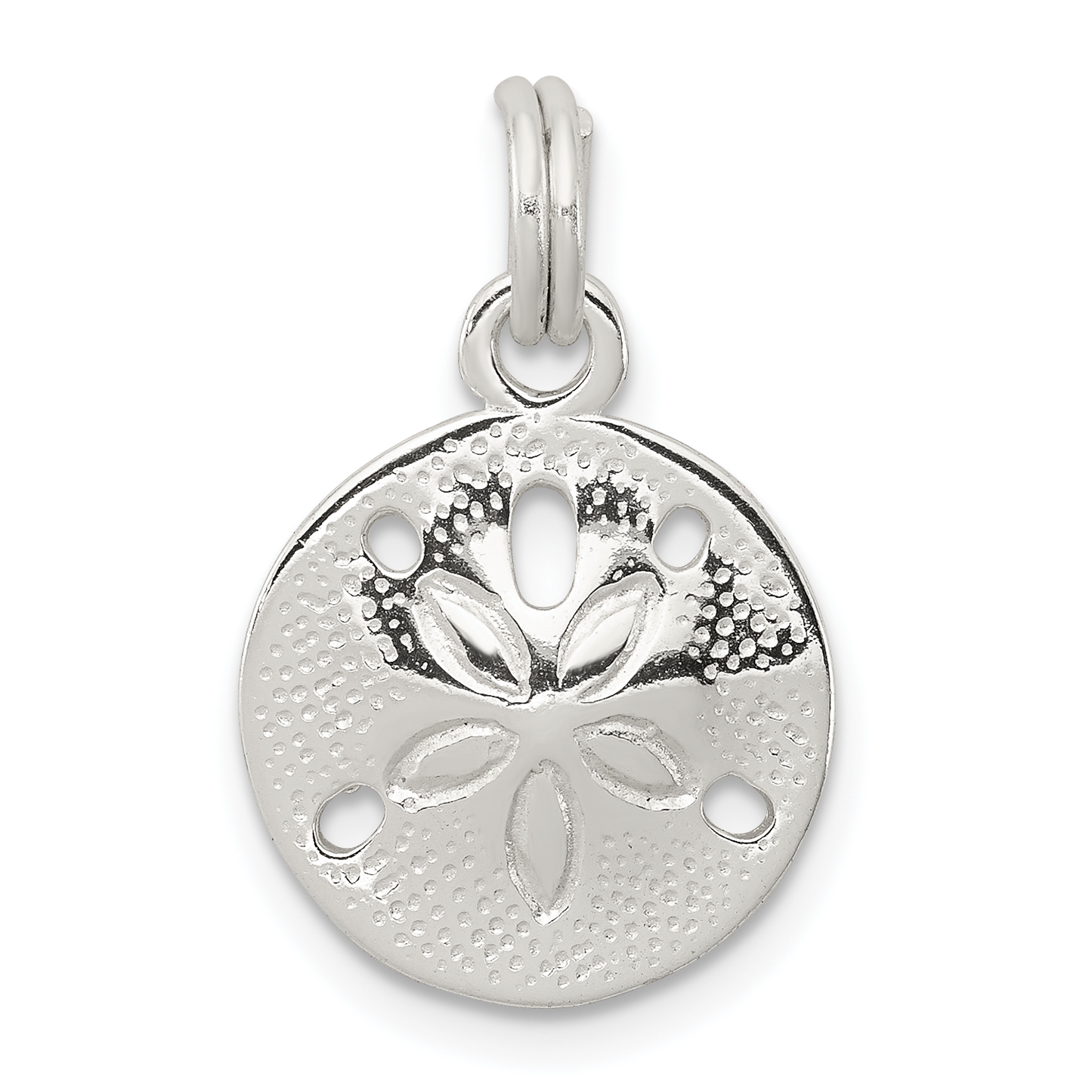 Sterling Silver Rhodium-plated Polished Sand Dollar Charm (QC6913)
