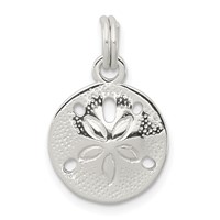 Sterling Silver Rhodium-plated Polished Sand Dollar Charm view 1