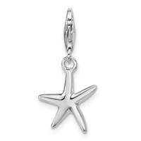 Sterling Silver Rhodium-plated Polished Starfish Charm view 3