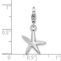 Sterling Silver Rhodium-plated Polished Starfish Charm view 4