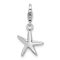Sterling Silver Rhodium-plated Polished Starfish Charm view 1