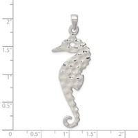 Sterling Silver Hammered Polished Seahorse Pendant view 3