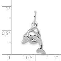 Sterling Silver Dolphin Diving Through Hoop Charm view 3