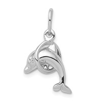 Sterling Silver Dolphin Diving Through Hoop Charm view 1