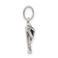 Sterling Silver Antiqued Dolphin Charm with Baby view 2
