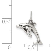 Sterling Silver Antiqued Dolphin Charm with Baby view 3