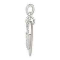 Sterling Silver Polished Dolphin and Waves Mother of Pearl Pendant view 2