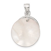 Sterling Silver Polished Dolphin and Waves Mother of Pearl Pendant view 4