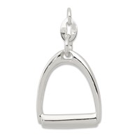 Sterling Silver Large Polished Horse Stirrup Charm view 1