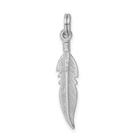 Sterling Silver Rhodium-platedPolished Feather Charm view 3