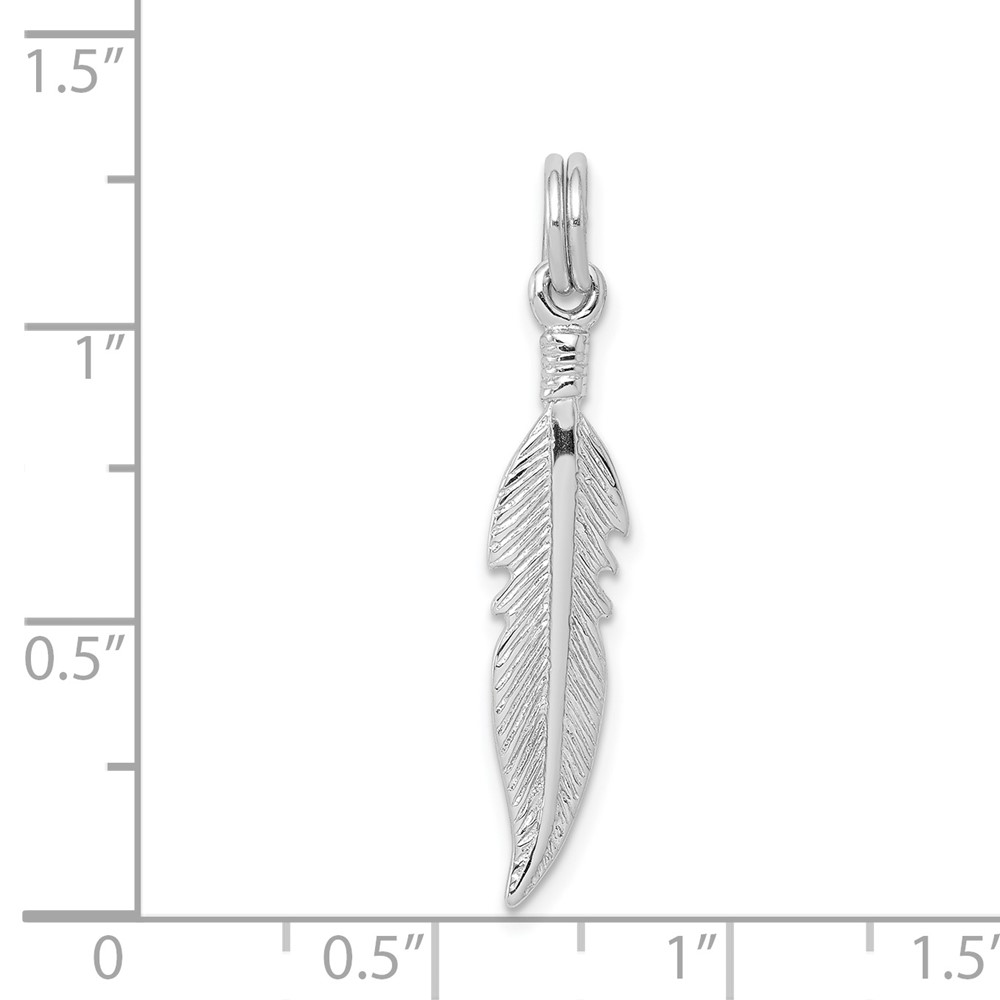 Sterling Silver Rhodium-platedPolished Feather Charm (QC6967)