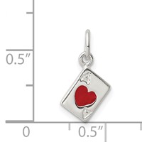 Sterling Silver Enameled Ace of Hearts Card Charm view 3