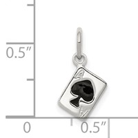 Sterling Silver Enameled Ace of Spades Card Charm view 3