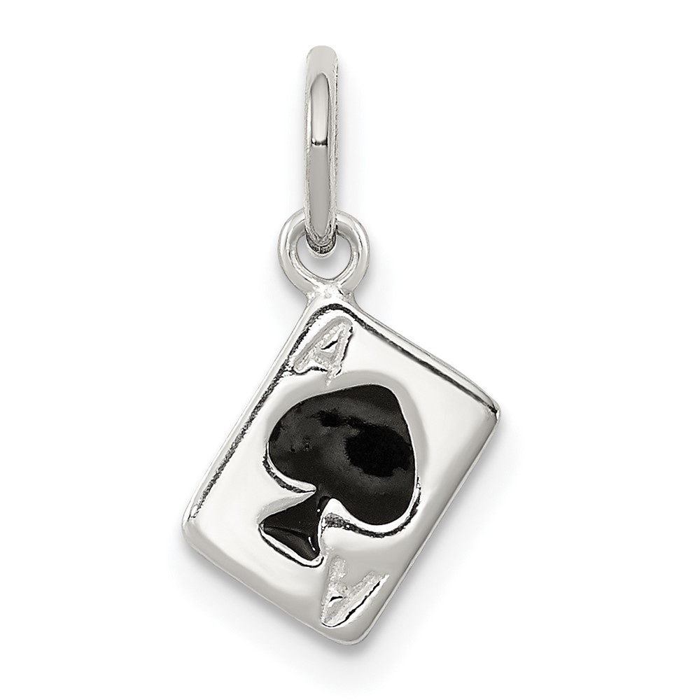 Sterling Silver Enameled Ace of Spades Card Charm