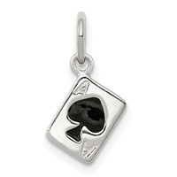 Sterling Silver Enameled Ace of Spades Card Charm view 1