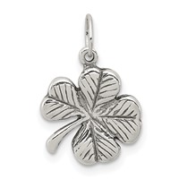 Sterling Silver Antiqued 4-Leaf Clover Charm view 1