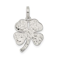 Sterling Silver Enameled 4-Leaf Clover Charm with Green Glass Stone view 4