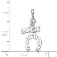 Sterling Silver Polished Luck & Horseshoe Pendant view 3