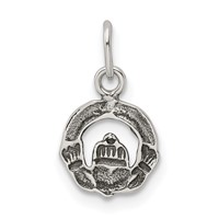 Sterling Silver Mini Antiqued Claddagh Charm view 4