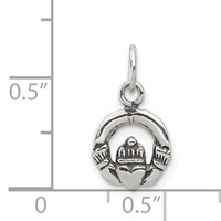 Sterling Silver Mini Antiqued Claddagh Charm view 3