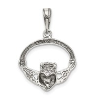 Sterling Silver Antiqued Claddagh Pendant view 4